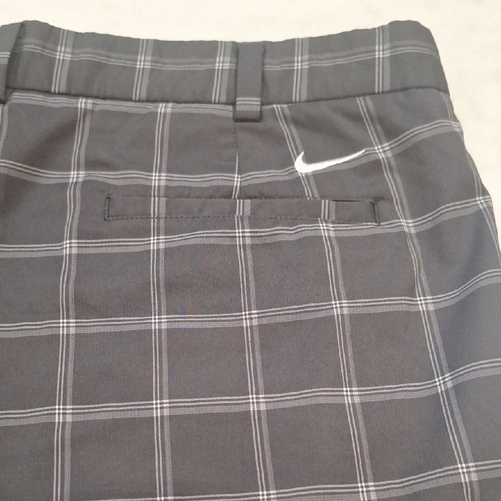 New Nike Men's Performance Dri-fit Black Gray Plaid Checkered Golf Shorts Sz 40
